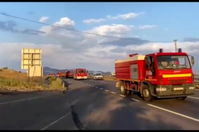 Azerbaycan’dan gelen itfaiye konvoyu Eskişehir’den geçti