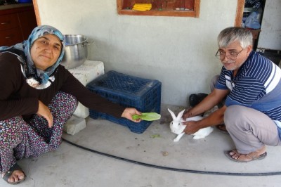 Alevlerden kurtulan ‘Pamuk’ tavşana gözleri gibi bakıyorlar