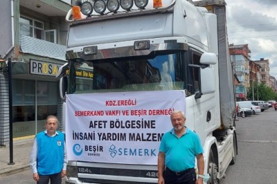 Yardım tırı dualarla yola çıktı