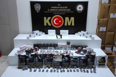 Samsun'da kaçak tütün ve makaron ele geçirildi